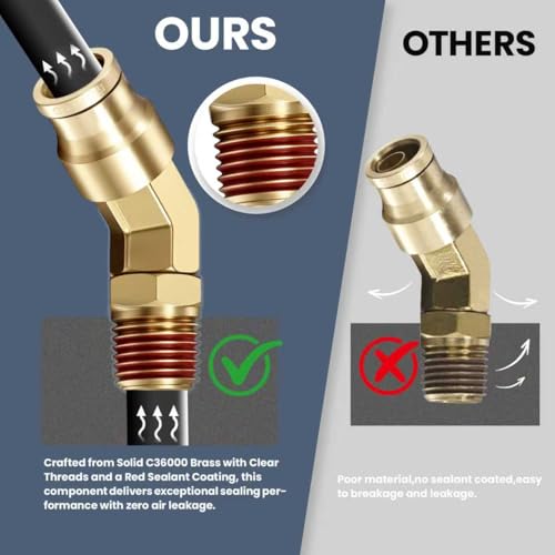 5/8" Tube OD x 1/2" NPT 45° Swivel Elbow Push-to-Connect Fittings, 5PCS Brass C36000 Male Elbow Connectors for Nylon Tubing in Pneumatic Systems - size: 5/8"OD x 1/2" NPT