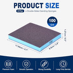 8Pcs 100Grit Double-Sided Sanding Sponges, Washable & Reusable - size: 100Grit