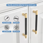 Black & Gold Knurled Cabinet Handles Kitchen Pulls 3 Inch 10 Pack - color: Black and Gold, size: 3" Hole Center