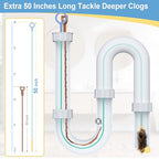 50 Inch Drain Snake, Reusable Hair Drain Clog Remover Tool, 3 Pack