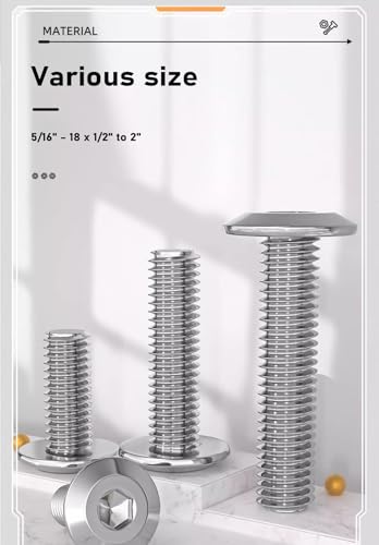 cSeao 5/16"-18 x 3/4" Flat Head Socket Head Screw Furniture Bolts Countersunk Connector Screws, Stainless Steel 18-8 (304), Fully Threaded - size: 5/16-18*3/4 10pcs