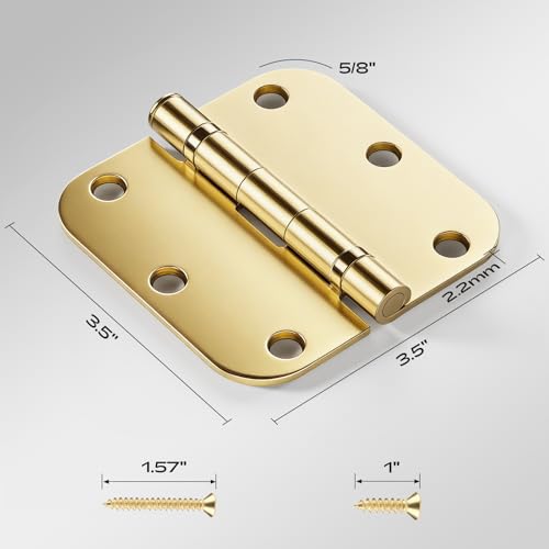 30 Pack Polished Brass Door Hinges 3.5 Inch 5/8" Radius Ball Bearing - color: Polished Brass Ball Bearing, size: 30 Pack