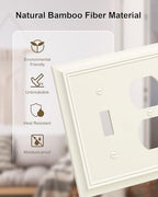 2-Pack Natural Bamboo Fiber Combo Toggle/Duplex Light Switch Cover Plate - color: Light Almond, size: 1 Toggle/1 Duplex 2PK