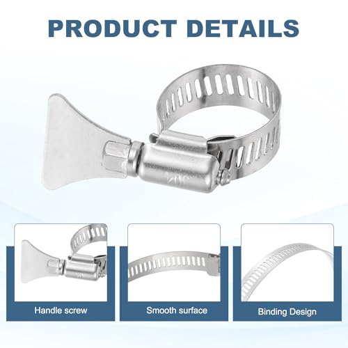 HARFINGTON 4pcs Hose Clamps 0.5"-0.9" (13-23mm) Adjustable 304 Stainless Steel Worm Gear Hose Clamps Assortment Kit for Plumbing Dryer Vent Automotive Dust Collector - size: 13-23mm