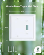 2-Pack Natural Bamboo Fiber Combo Blank/Toggle Light Switch Cover Plate - color: Pure White, size: 1 Blank/1 Toggle 2PK