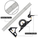 ChgImposs 12" Adjustable Sliding Combination Square Ruler & Protractor Level Measure Measuring Set, Inch/Metric