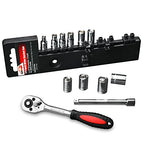 EPAuto 1/4-Inch Drive Socket Set with 72 Tooth Reversible, 12 Pieces - size: 12 Pieces