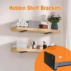 Hidden Shelf Brackets 12 in Heavy Duty Floating Shelf Bracket DIY Wall Mounted Shelves Support Hardware Invisble Metal L Brackets for Wall Shelves Max Load 220 LBS/Pair(12 in 2 PCs) - size: 12 Inch