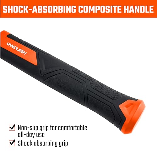 VANQUISH Framing Hammer 22oz One Piece Forged Straight Claw Hammer with Smooth Face & Shock Reduction Grip, Claw Hammer with Magnetic Nail Holder Side Nail Puller, 0630 - size: 22oz Smooth Face