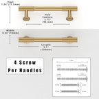 10 Pack Brushed Brass Cabinet Pulls 3.75 Inch(96mm) Kitchen Cabinet Handles Solid Zinc Alloy Cabinet Hardware Drawer Pulls - color: Brushed Brass, size: 3.75" Hole Center