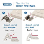 Amerock 1 Pair 3/8" Inset Satin Nickel Self-Closing Wrap Hinge - color: Satin Nickel, size: 3/8 Inch (10 mm) Inset