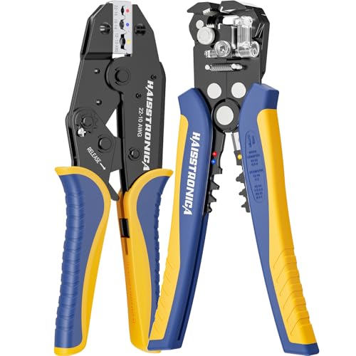haisstronica Wire Stripper and Crimper Set, AWG 22-10 for Insulated