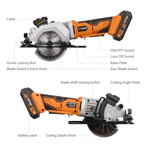 Circular Saw,4-1/2" Mini Circular Saw Cordless with 5PCS 4-1/2 Saw Blades