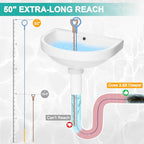 EastLink 50 Inch Extra-Long Drain Snake 3 Pack, Reusable Drain Clog Remover