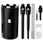 Diamond Core Drill Bit 4-5/16"(110mm) with Pilot Bit & Adapters (SDS Plus & Hex) – Upgraded Welded Segments, 8.6" Depth – for Concrete, Solid Brick, Hollow Brick, Masonry & More - size: (4-5/16"/110mm)