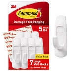 Command Large Utility Hooks, 7-Hooks, 12-Strips, Organize Damage-Free - size: 1 Pack, style: 1 Pack