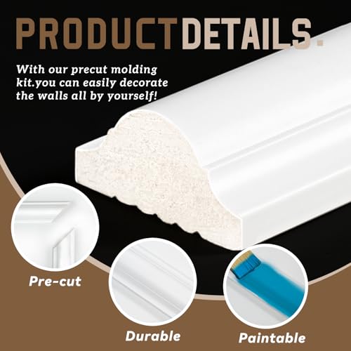 Peel and Stick Wall Molding Kit, Accent Wall Panels for Interior Wall Decor with Double-Sided Tape, 3 Set Pre-Cut PS Wainscoting Panels (50 * 40 in) - size: 50x40, style: T40-1