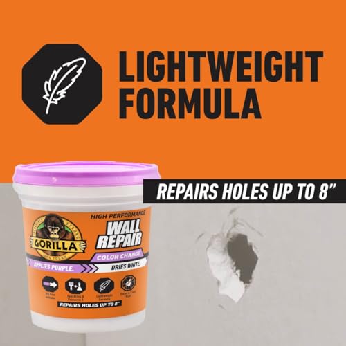 GORILLA High Performance Wall Repair, 32 oz Tub, Dries White - size: 32 Ounce (Pack of 1)
