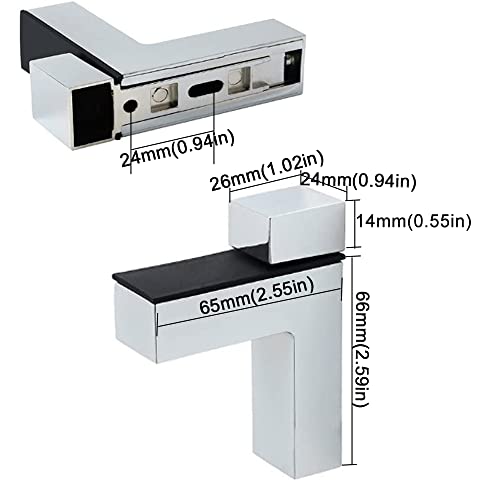 4 Pcs Adjustable Wood/Glass Floating Shelf Brackets Wall Mount (Polished Chrome) - size: Polished Chrome-4pcs