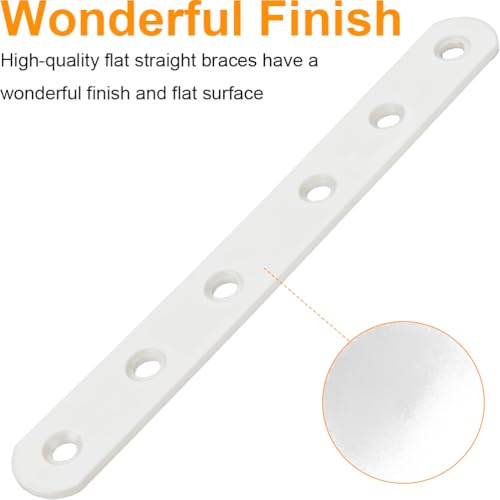 10 Pack White Flat Brackets, 6 Inch Straight Brace Mending Plate with Screw - size: 10 Pcs/ 6” x 0.8”