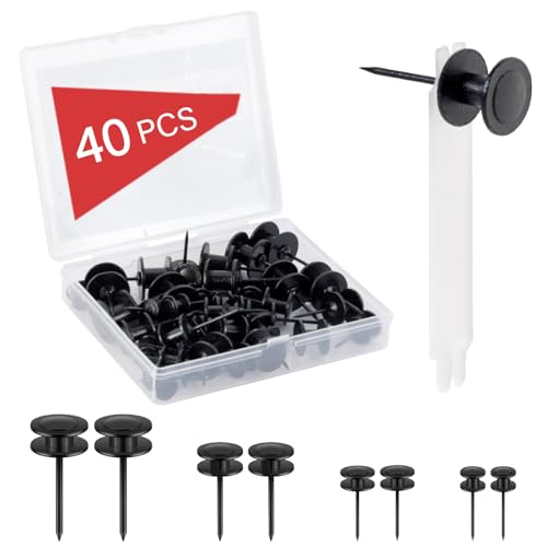 40 PCS Thumb Tacks - Thickened Heavy Duty Double Headed Metal Wall Tacks, Black - style: 4 SIZE BLACK
