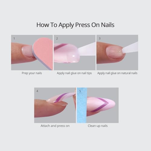 BTArtbox Press On Nails, Peppermint Kiss, Short Almond, French Tip, 32Ct - color: A7-Peppermint Kiss