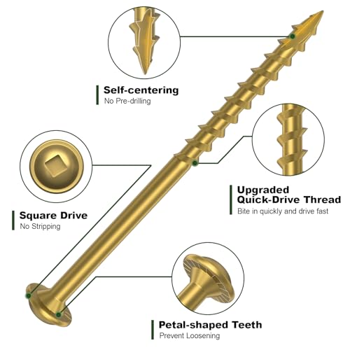 Pocket Hole Screws 3 Inch, 320Pcs Exterior Pocket Screws #10 X 3 - color: Gold, size: #10 X 3"