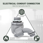 1/2 Inch Liquid Tight Connector - 15 Pack PVC Electrical Conduit Fittings 180 Degree Straight Flexible Connectors for Home, Kitchen, and Bathroom Conduit Connector - size: Straight 1/2"