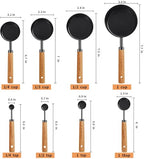8pc Steel Measuring Set Nonstick Cups Spoons Wood Handle Markings