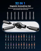 32-in-1 Magnetic Ratchet Screwdriver Set with Removable T-Handle