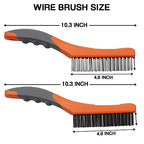 MAXMAN Wire Brush 2Pcs, 10" Stainless & Carbon Steel Bristles, Rust Remover