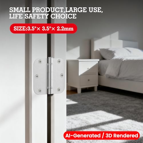 TDCHINGES Rounded Brushed Nickel Door Hinges 3.5" 5/8" Radius Lasting Mute - color: Satin Nickel-Rounded, size: 3 Pack-Ball Bearing-lasting no squeak