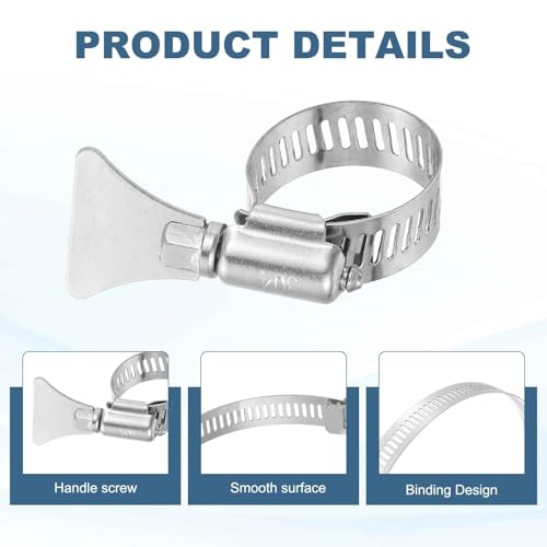 HARFINGTON 4pcs Hose Clamps 0.7"-1.3" (18-32mm) Adjustable 304 Stainless Steel Worm Gear Hose Clamps Assortment Kit for Plumbing Dryer Vent Automotive Dust Collector - size: 18-32mm