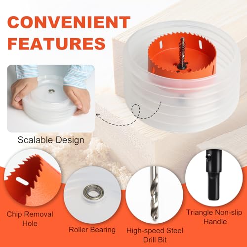 6-1/4+4-1/4 inch Hole Saw for Recessed Lights with Dust Bowl Catcher, 2pcs - size: 6-1/4+4-1/4 inch
