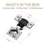 Soft Close Hinges for Kitchen Cabinet Hinges, 3/4 Inch Overlay, 10 Pack - size: 3/4 inch Overlay