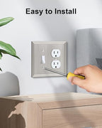 2-Pack Zinc Alloy Combo Toggle/Duplex Light Switch Cover Plate - color: Brushed Nickel, size: 1 Toggle/1 Duplex 2PK