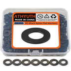 M5 Black Nylon Washers, 5mm ID, 10mm OD, 1mm Thickness, Plastic Flat Round Washers, 200 Pieces Nylon Washer Hardware Set - size: M5