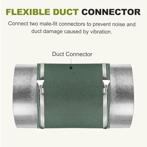 Duct Connector (12") - Flexible Canvas Female Fit Air Duct Vibration Noise Reducing Ducting Coupler Pipe Fitting Coupling for HVAC Ventilation Exhaust Fan Vent Systems, Green - size: 12 Inch