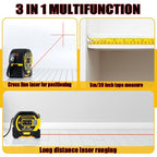 The 3-in-1 almighty laser measuring tools ruler,16Ft Ruler 131Ft Laser - color: Yellow, size: Laser 135 ft