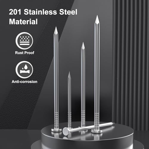 VGBUY 800PCS Stainless Steel Hardware Nails - 1 Inch Flat Head Nails for Hanging Pictures, Wall & Wood Finishing - color: Silver, size: 1 in