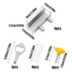 4 Sets Sliding Window Locks, Sliding Door Lock with Keys, Silver - color: Silver