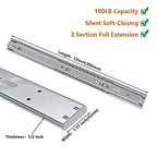 LONTAN 1 Pair Soft Close Drawer Slides 12 Inch Heavy Duty Cabinet Rails - color: Silver-Soft Close, size: 12 Inch - Drawer Slide