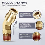 5/8" Tube OD x 1/2" NPT 45° Swivel Elbow Push-to-Connect Fittings, 5PCS Brass C36000 Male Elbow Connectors for Nylon Tubing in Pneumatic Systems - size: 5/8"OD x 1/2" NPT