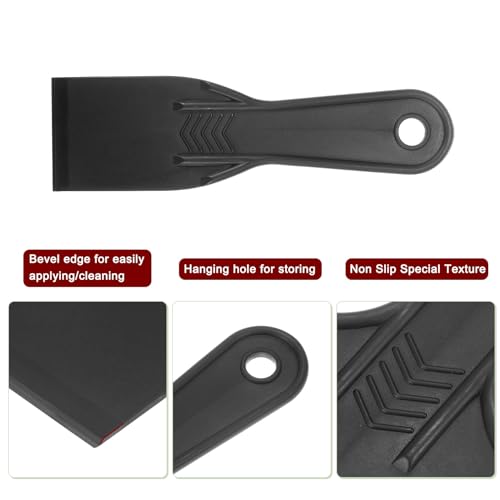 HARFINGTON 10pcs Putty Scraper 2" Width 6mm Thin Width 6mm Thin Flexible Plastic Putty Knives for Taping Drywall Spreading Painting Wall Scratching - color: Black, size: 2"