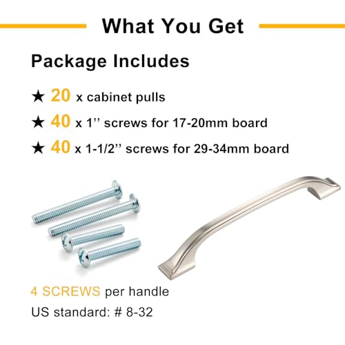20 Pack Brushed Nickel Cabinet Pulls 3 Inch Silver Drawer Pull 8222 - color: Brushed Nickel, size: 3 Inches, style: 20 Pack Arch Pull