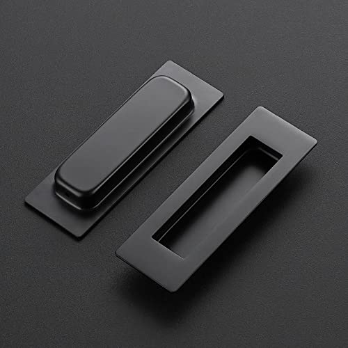 Ravinte 4 Pack Black Sliding Closet Door Handles, Flush Pulls 5.9in Length - color: Black, size: 150mm