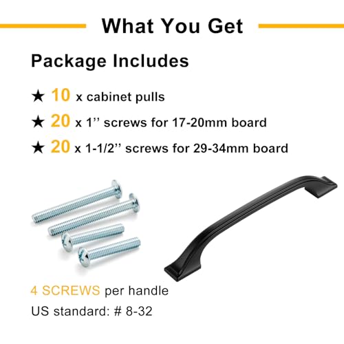 Matte Black Cabinet Pulls 3-3/4 Inch Solid Drawer Pull 10 Pack 8222 - color: Matte Black, size: 3-3/4 Inches, style: 10 Pack Arch Pull