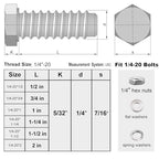 180pcs 1/4-20 Nuts and Bolts Assortment Kit, 1/4"-20 Thread 6 Sizes - size: 1/4-20 Set