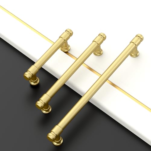 9BUILD 10 Pack 3 Inch Brushed Gold Cabinet Pulls,Kitchen Hardware - color: Brushed Gold, size: 3"/76MM Hole Center