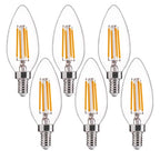 FLSNT 60W Equivalent LED Chandelier Light Bulbs, Dimmable, E12 Base, Clear B11 LED Filament Candelabra Bulbs, 2700K Soft White, 6 Pack - color: 2700k Soft White, size: 6 Count (Pack of 1)